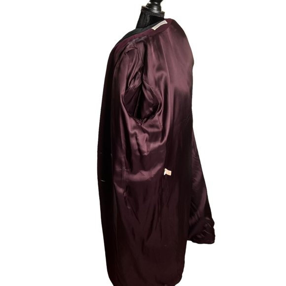 Larry Levine Jacket Womens XL Purple Wool Trench Coat Long Vintage - Picture 9 of 16